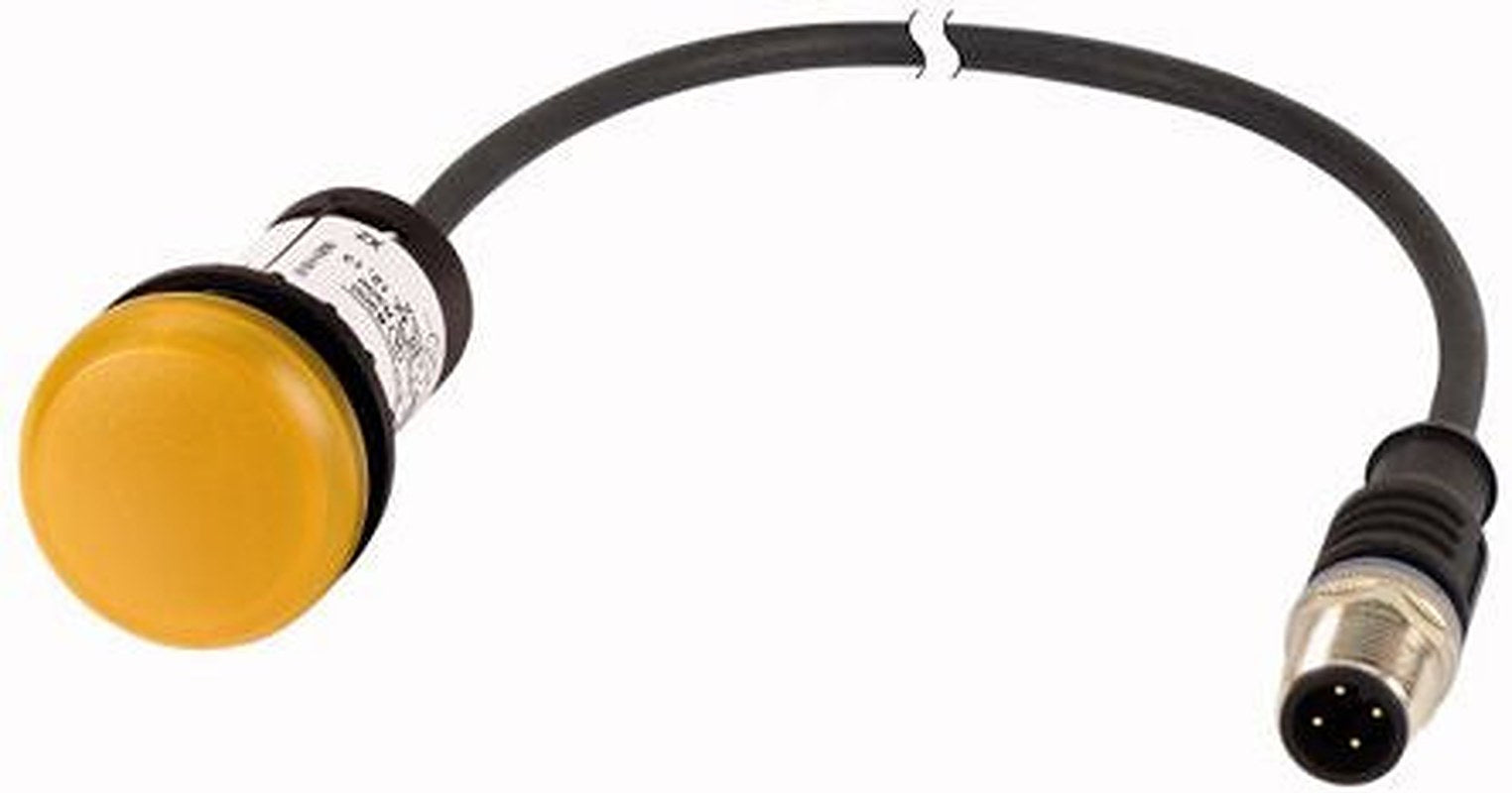 Eaton, C22, Panel Mount Yellow LED Indicator, 22 mm Cutout, IP69K, IP67, Round, 24V ac/dc