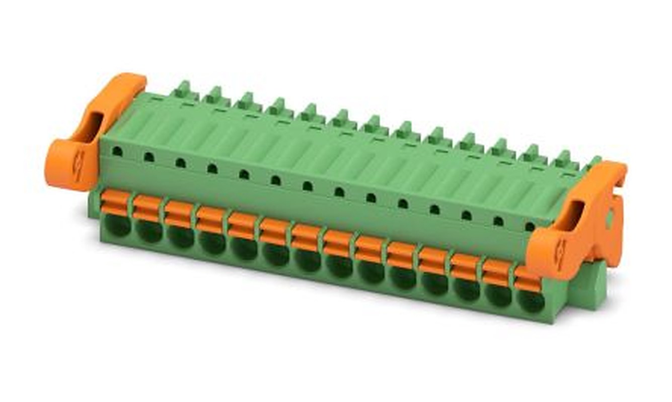 Phoenix Contact FK-MCP 1.5/14-ST-3.5-LR Series Pluggable Terminal Block, 14-Contact, 3.5 mm Pitch, 1 Row, 1817356