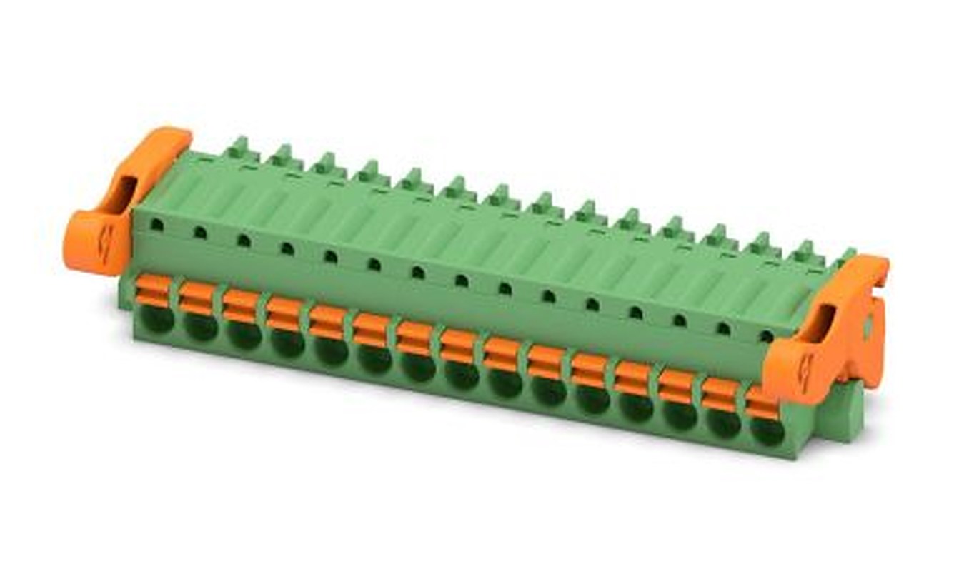 Phoenix Contact FK-MCP 1.5/15-ST-3.81-LR Series Pluggable Terminal Block, 15-Contact, 3.81 mm Pitch, 1 Row, 1817550