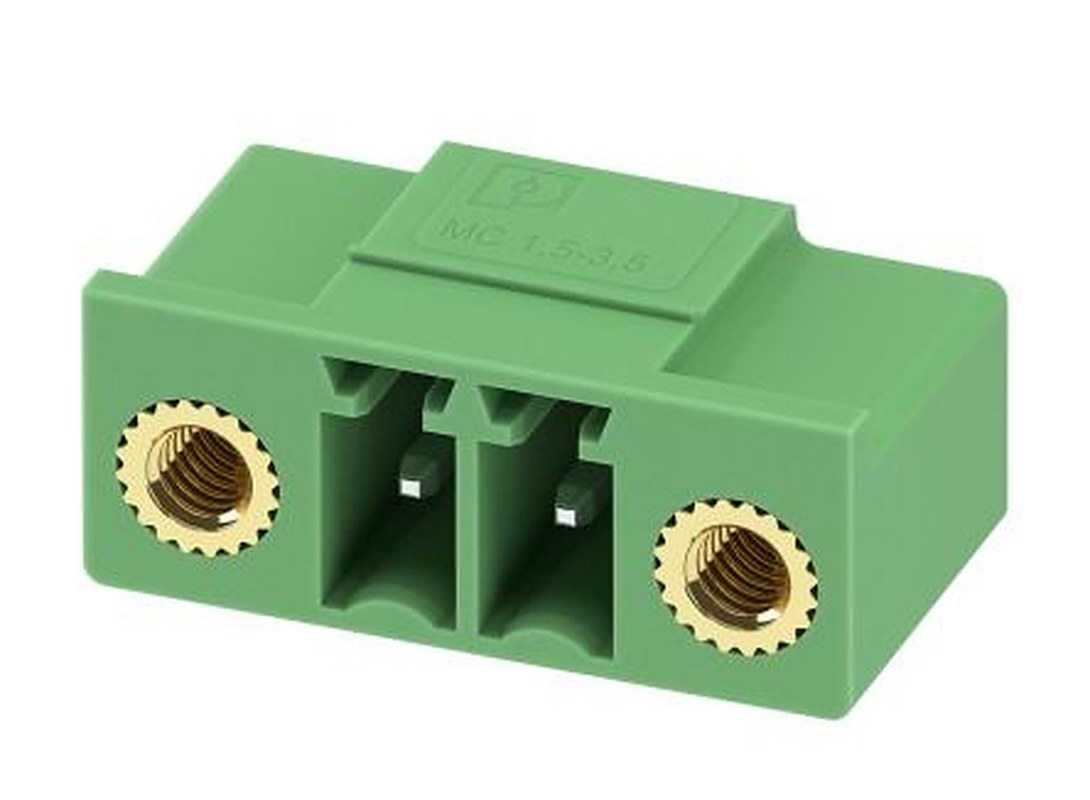 Phoenix Contact MC 1.5/2-GF-3.5-LR Series Pluggable Terminal Block, 2-Contact, 3.5 mm Pitch, 1 Row, 1817615