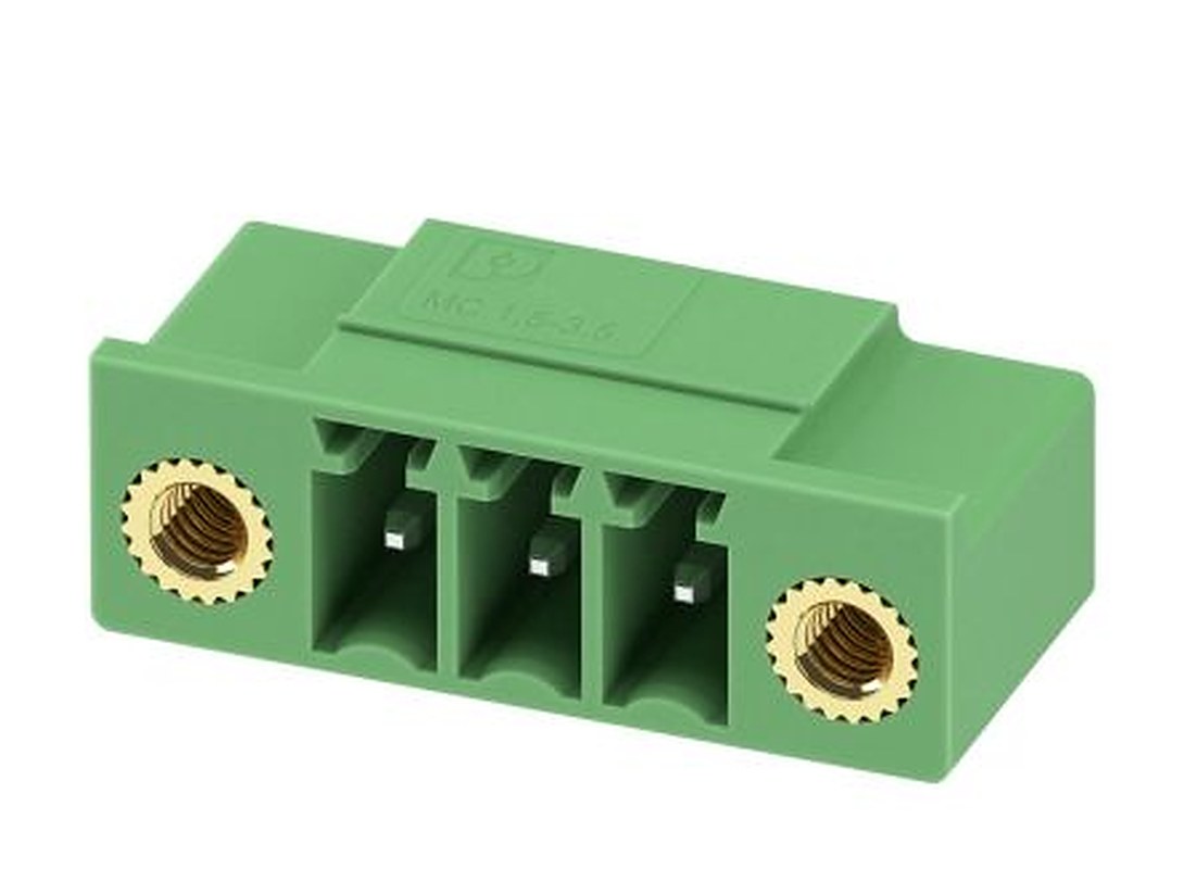 Phoenix Contact MC 1.5/3-GF-3.5-LR Series Pluggable Terminal Block, 3-Contact, 3.5 mm Pitch, 1 Row, 1817628