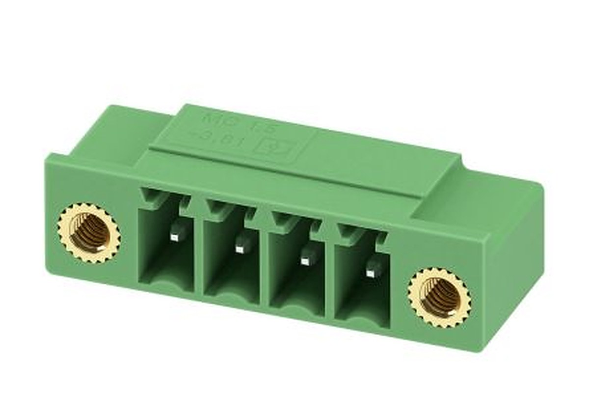 Phoenix Contact MC 1.5/4-GF-3.81-LR Series Pluggable Terminal Block, 4-Contact, 3.81 mm Pitch, 1 Row, 1817822