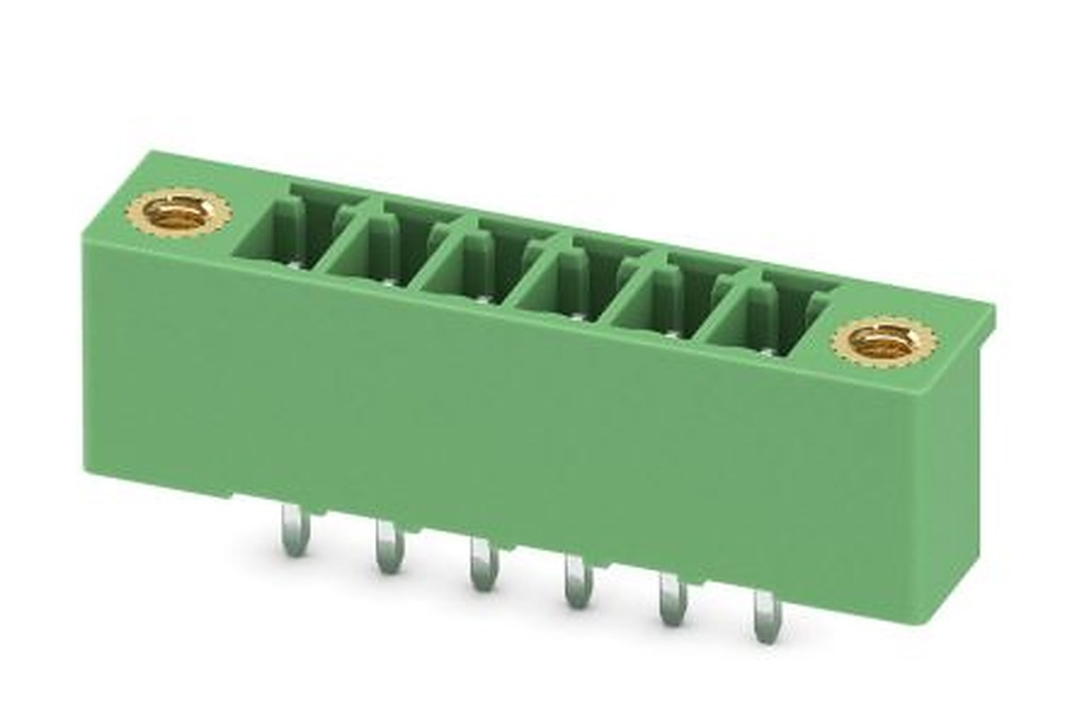 Phoenix Contact MCV 1.5/ 6-GF-3.5-LR Series Pluggable Terminal Block, 6-Contact, 3.5 mm Pitch, 1 Row, 1818038