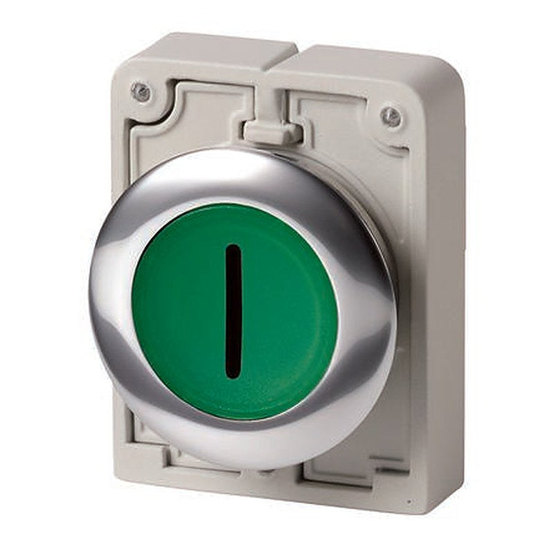 Eaton M30C-FDRL-G-X1 Series Green Rastend Push Button Switch, 30.5 mm Cutout, IP69, IP67, IP66