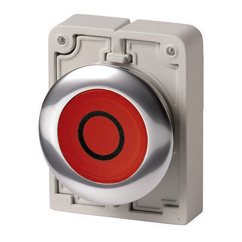 Eaton M30C-FDRL-R-X0 Series Red Rastend Push Button Switch, 30.5 mm Cutout, IP69, IP67, IP66