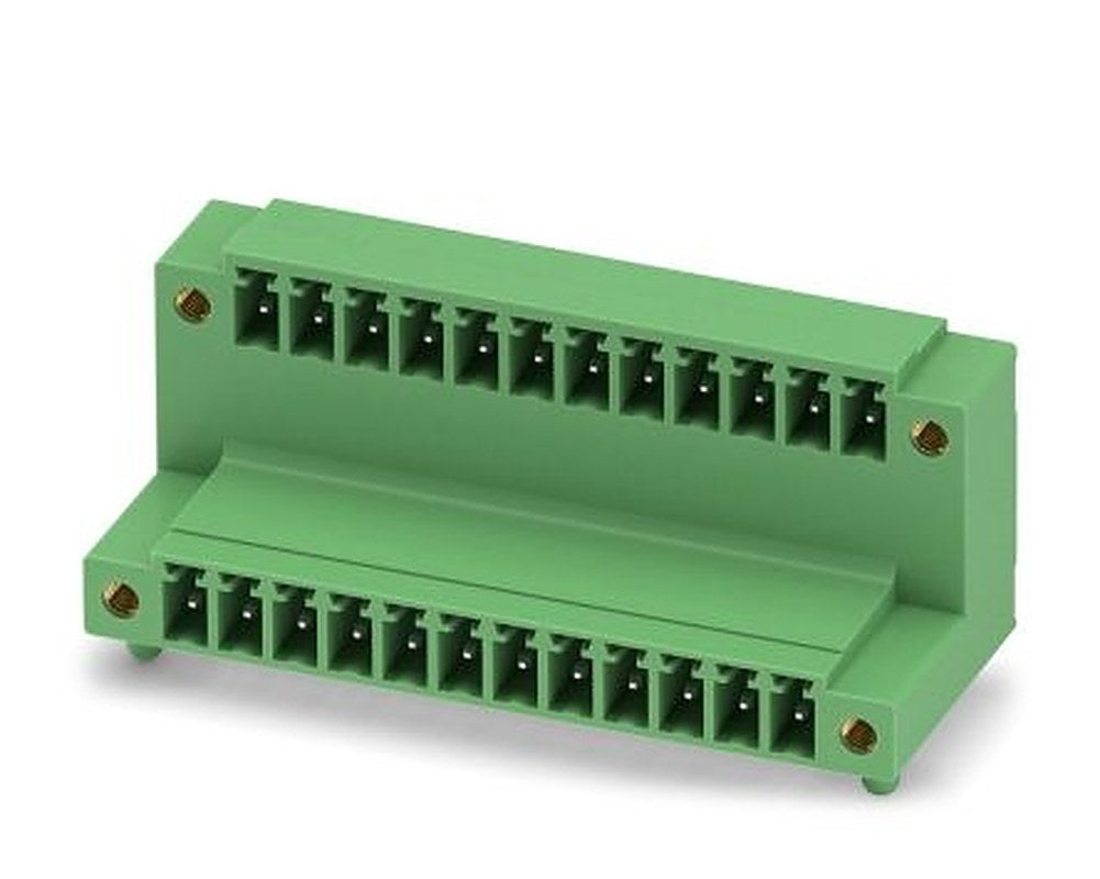 Phoenix Contact MCD 1.5/12-GF-3.81 Series Pluggable Terminal Block, 12-Contact, 3.81 mm Pitch, 2 Row, 1830208