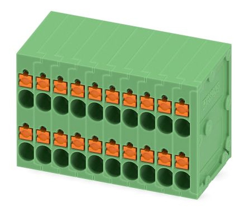 Phoenix Contact SPTD 1.5/10-H-3.5 Series PCB Terminal Block, 20-Contact, 3.5 mm Pitch, 2 Row