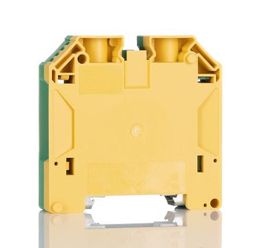 Weidmüller 1846040000 W Series DIN Rail Terminal Block Green, Yellow, 50mm², 1-Level, Screw