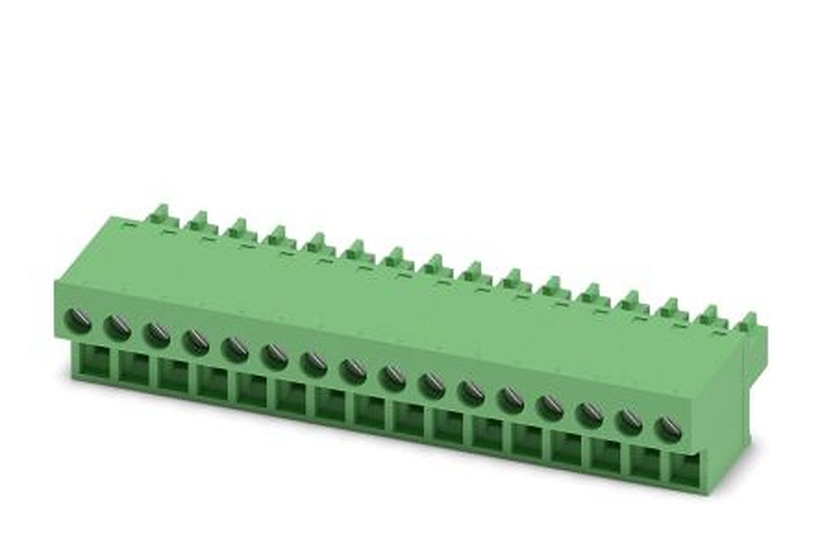 Phoenix Contact FRONT-MC 1.5/16-ST-3.81 Series Pluggable Terminal Block, 16-Contact, 3.81 mm Pitch, 1 Row, 1850806