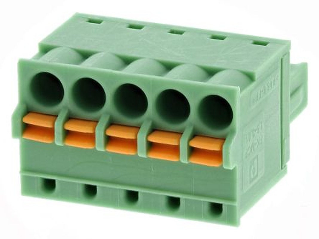 Phoenix Contact FK-MCP 1.5/5-ST-3.81 Series Pluggable Terminal Block, 5-Contact, 3.81 mm Pitch, 1 Row, 1851070