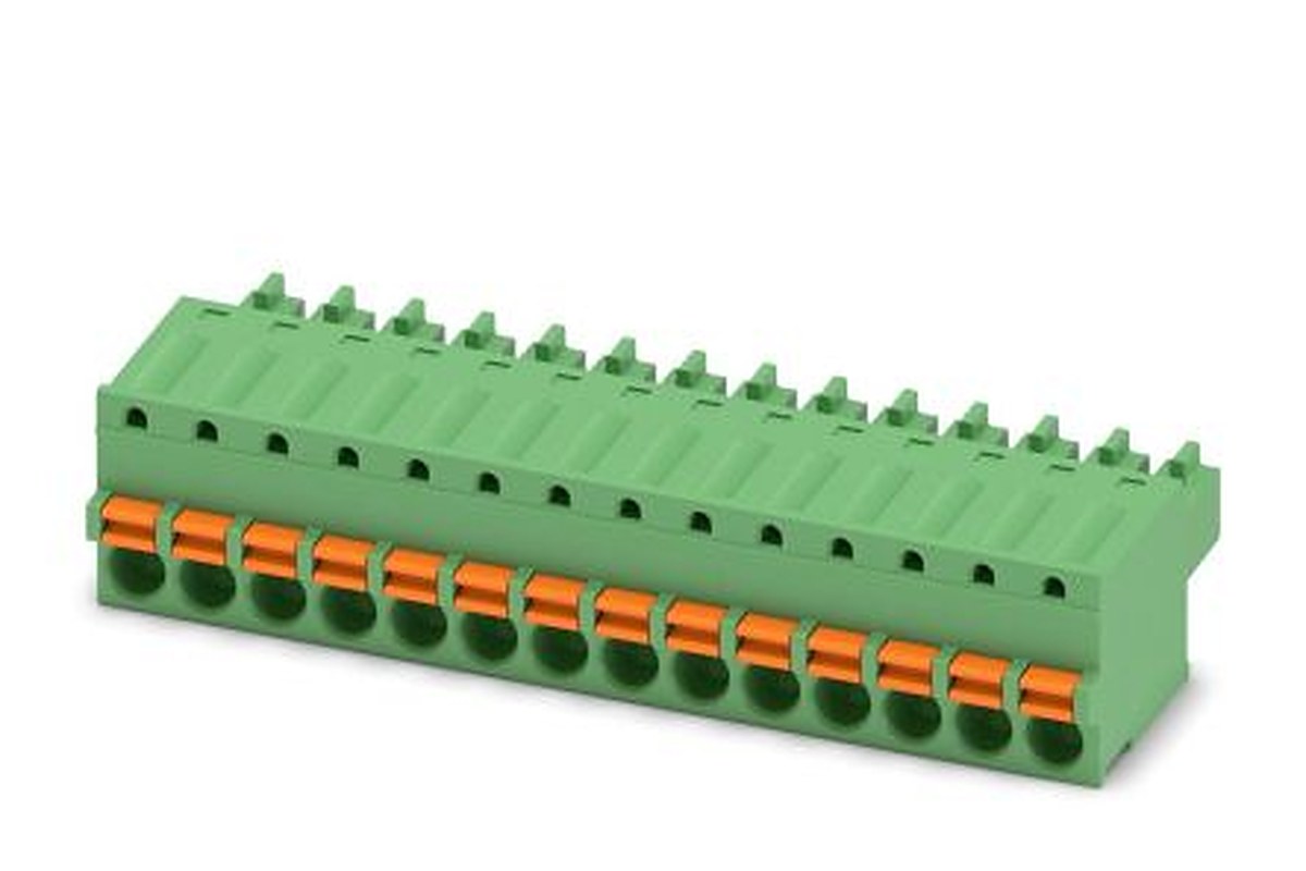 Phoenix Contact FK-MCP 1.5/14-ST-3.81 Series Pluggable Terminal Block, 14-Contact, 3.81 mm Pitch, 1 Row, 1851164