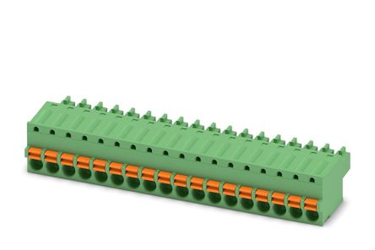 Phoenix Contact FK-MCP 1.5/18-ST-3.81 Series Pluggable Terminal Block, 18-Contact, 3.81 mm Pitch, 1 Row, 1851203