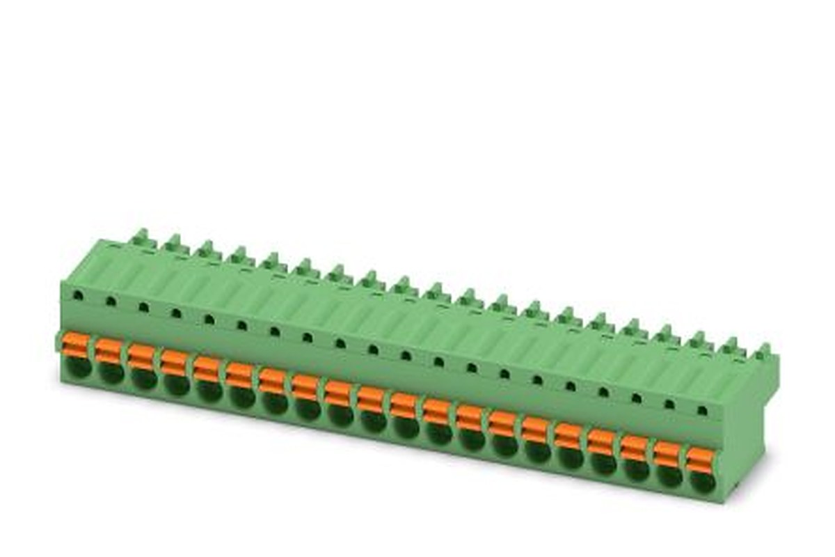 Phoenix Contact FK-MCP 1.5/20-ST-3.81 Series Pluggable Terminal Block, 20-Contact, 3.81 mm Pitch, 1 Row, 1851229