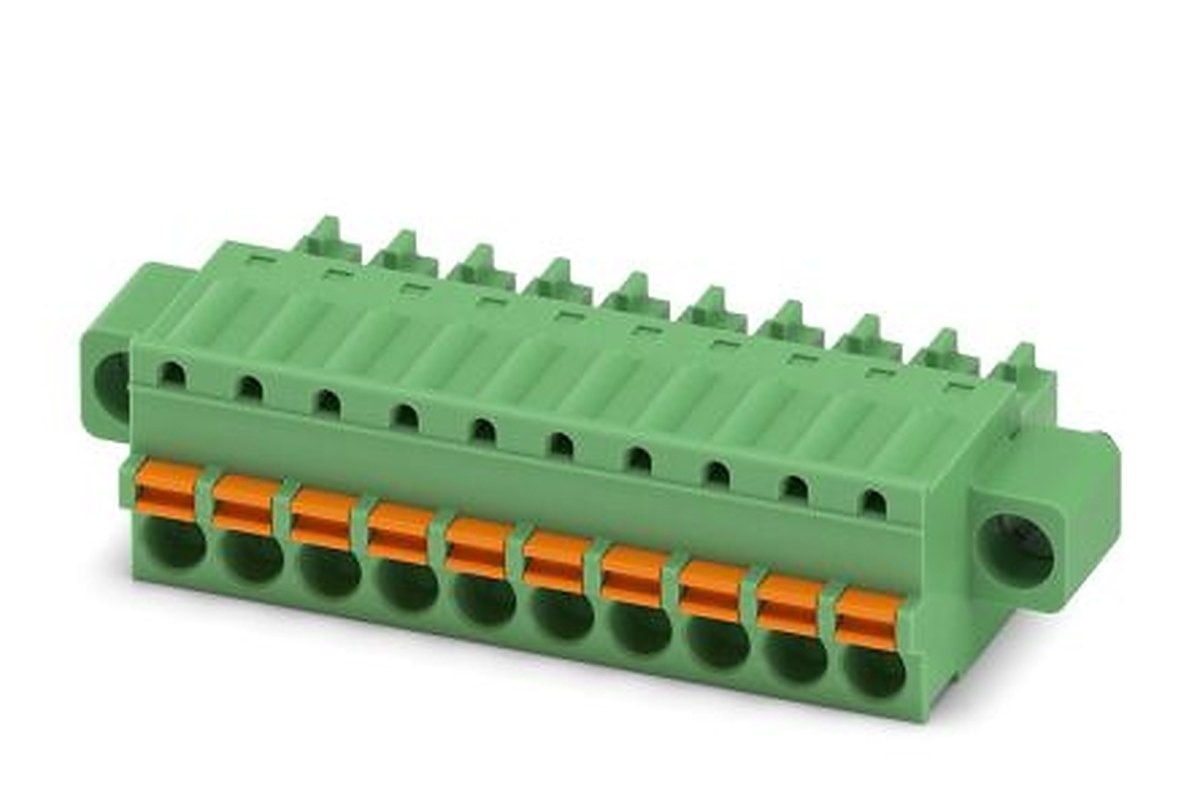 Phoenix Contact FK-MCP 1.5/10-STF-3.81 Series Pluggable Terminal Block, 10-Contact, 3.5 mm Pitch, 1 Row, 1851313