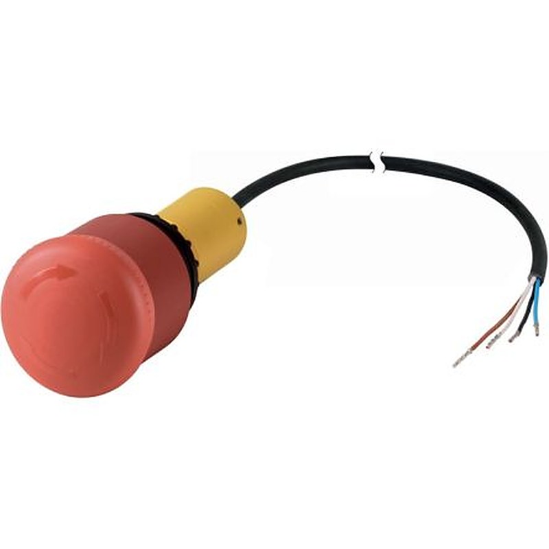 Eaton C22 Series Turn to Release Emergency Stop Push Button, Built-In, 22.5 mm Cutout, 1 NC/1 NO, IP67, IP69K