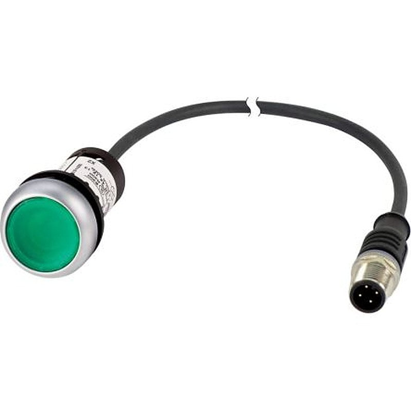 Eaton C22 Series Illuminated Illuminated Push Button, Maintained, Screw, 22.5 mm Cutout, 1 NO, Green LED, IP67, IP69K,
