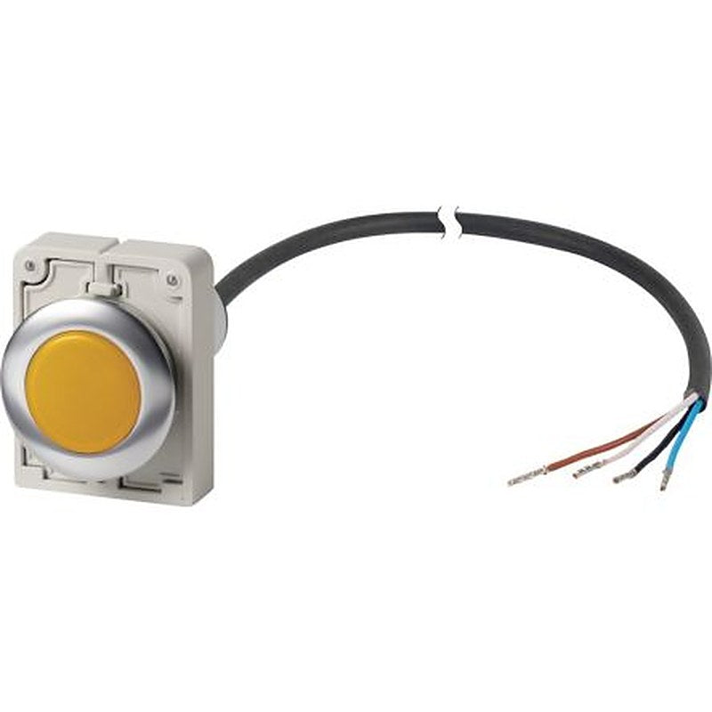 Eaton, C30, Panel Mount Yellow LED Indicator, 30 mm Cutout, Dome, 24V