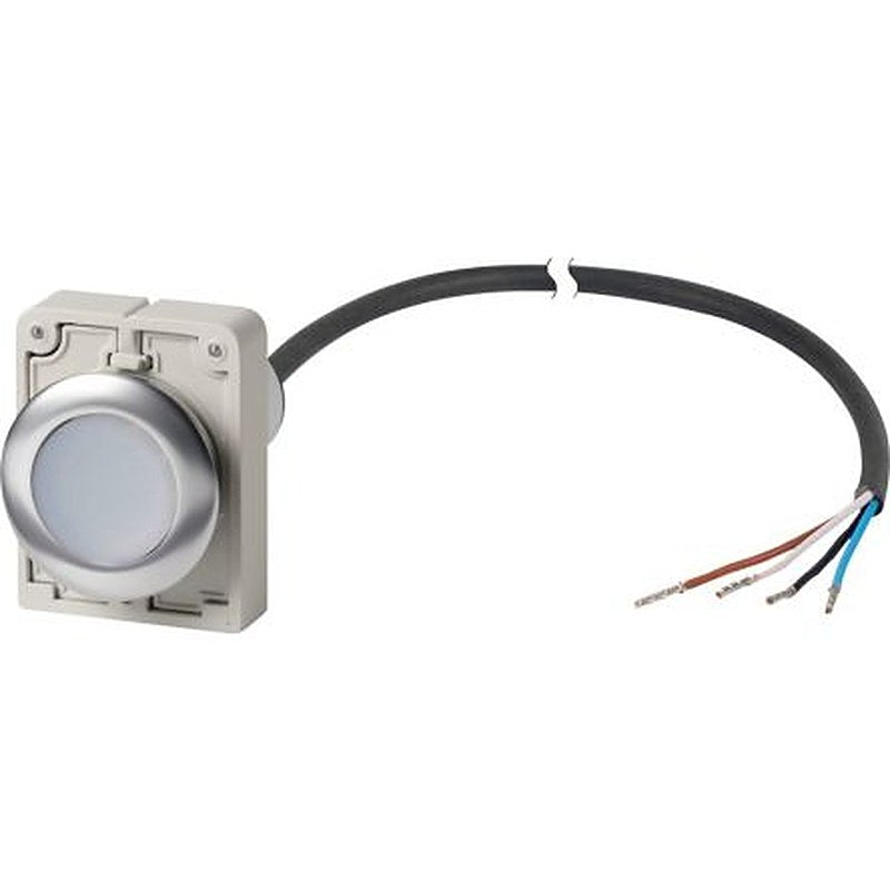 Eaton C30C Series Push Button Switch, Spring Return, Momentary, Cable, 30.5 mm Cutout, 1 NO, White LED, IP67, IP69K 800