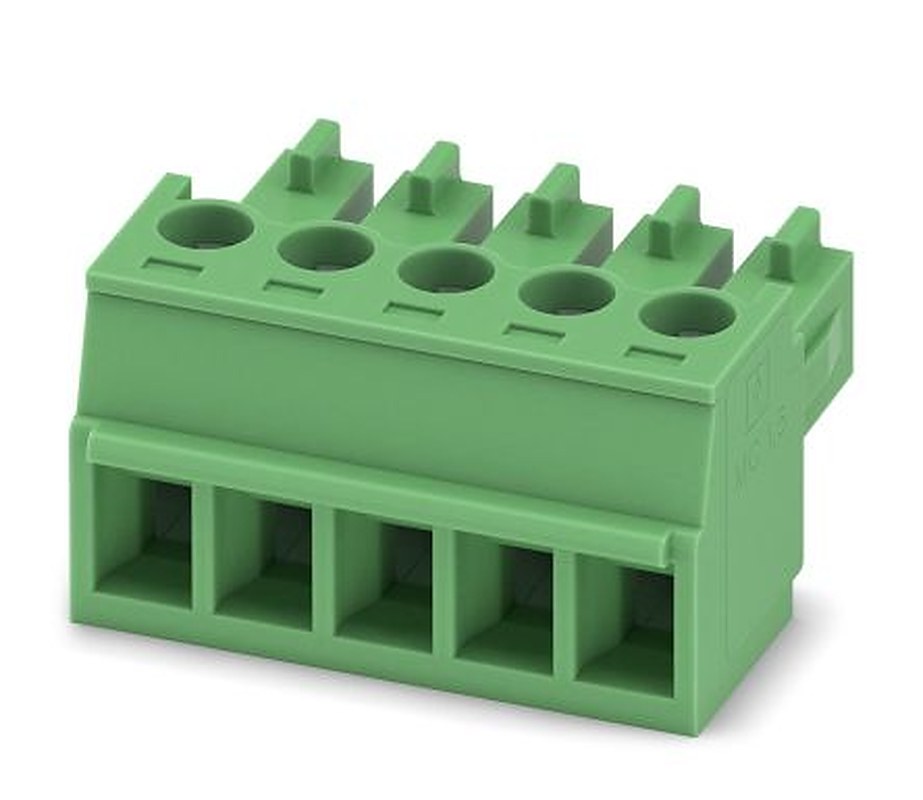 Phoenix Contact 5/5-ST-3, 81, MC 1 Series Pluggable Terminal Block, 5-Contact, 3.81 mm Pitch, 1 Row, 1860883
