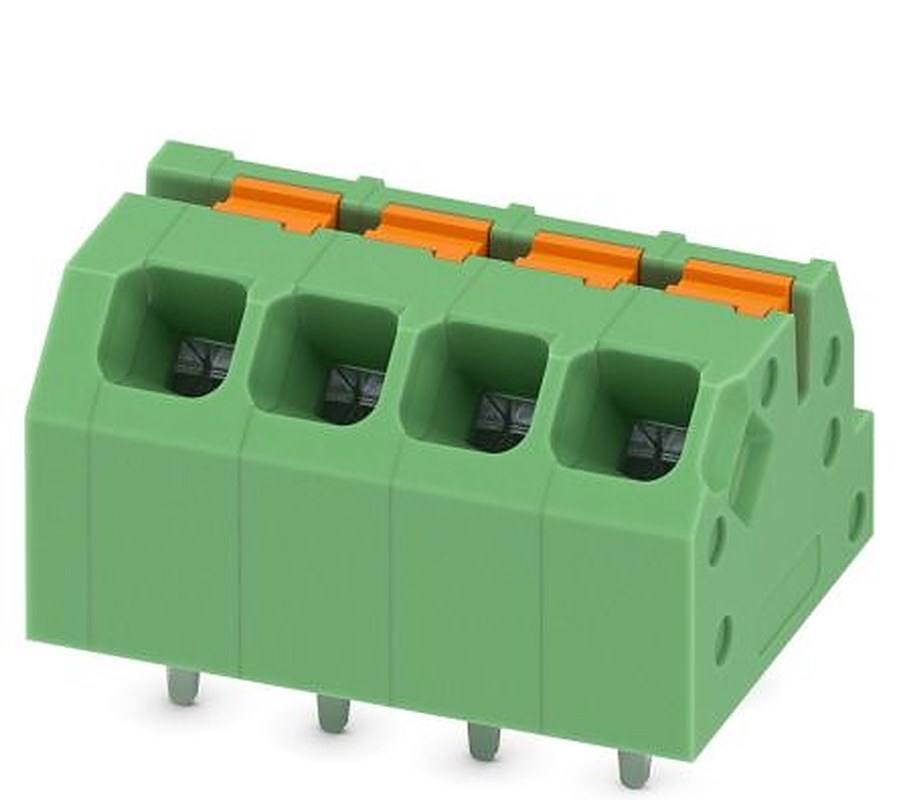 Phoenix Contact SPTAF 1/ 4-3.5-IL Series Straight Wave Soldering Mount PCB Terminal Block, 4 Contact(s), 3.5 mm Pitch, 1