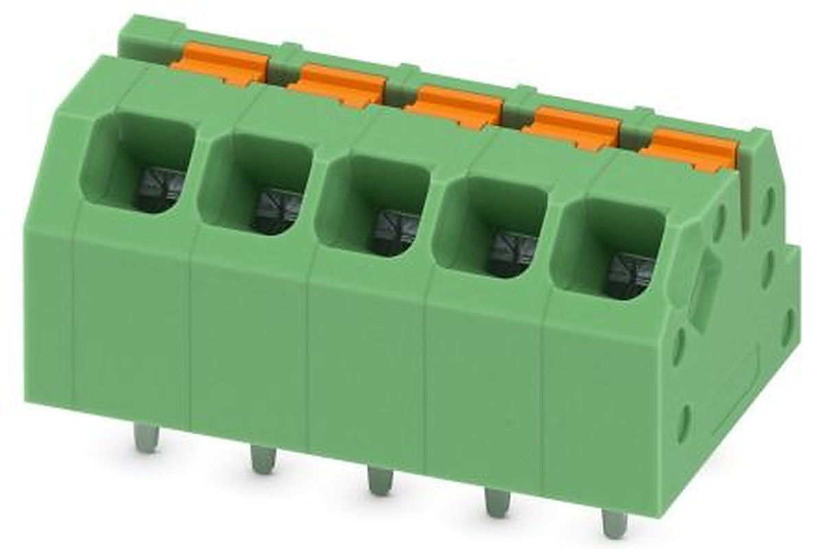Phoenix Contact SPTAF 1/ 5-3.5-IL Series Straight Wave Soldering Mount PCB Terminal Block, 5 Contact(s), 3.5 mm Pitch, 1