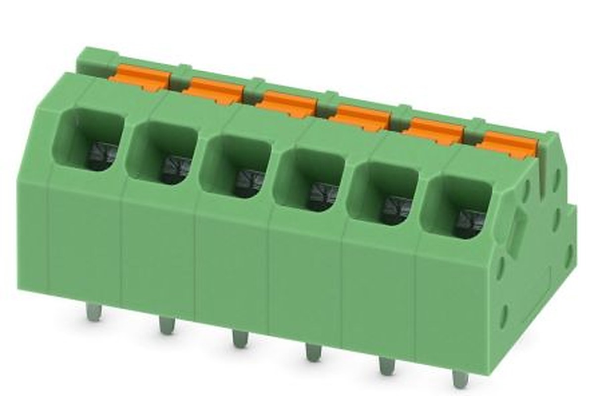 Phoenix Contact SPTAF 1/ 6-3.5-IL Series Straight Wave Soldering Mount PCB Terminal Block, 6 Contact(s), 3.5 mm Pitch, 1