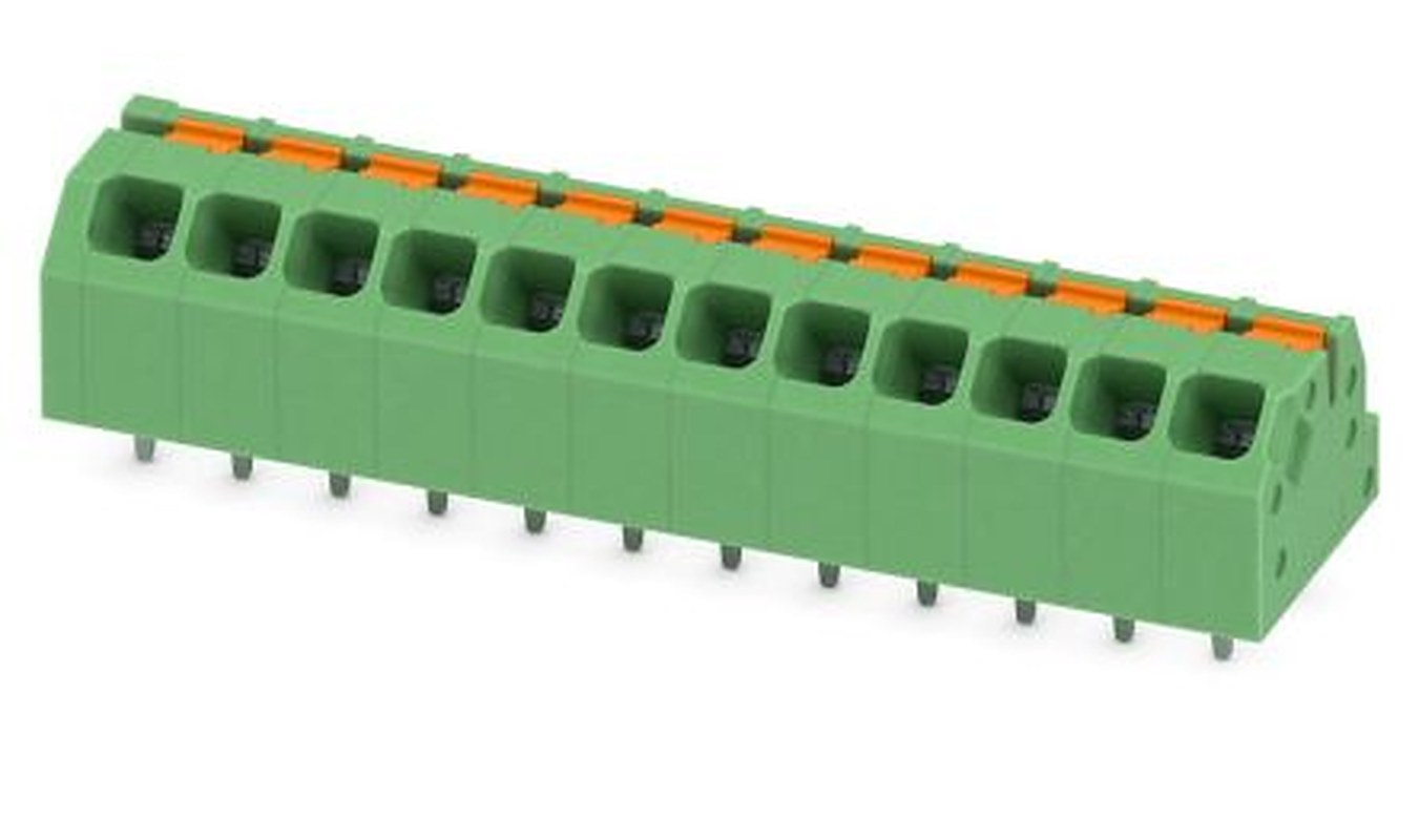 Phoenix Contact SPTAF 1/12-3.5-IL Series Straight Wave Soldering Mount PCB Terminal Block, 12 Contact(s), 3.5 mm Pitch,