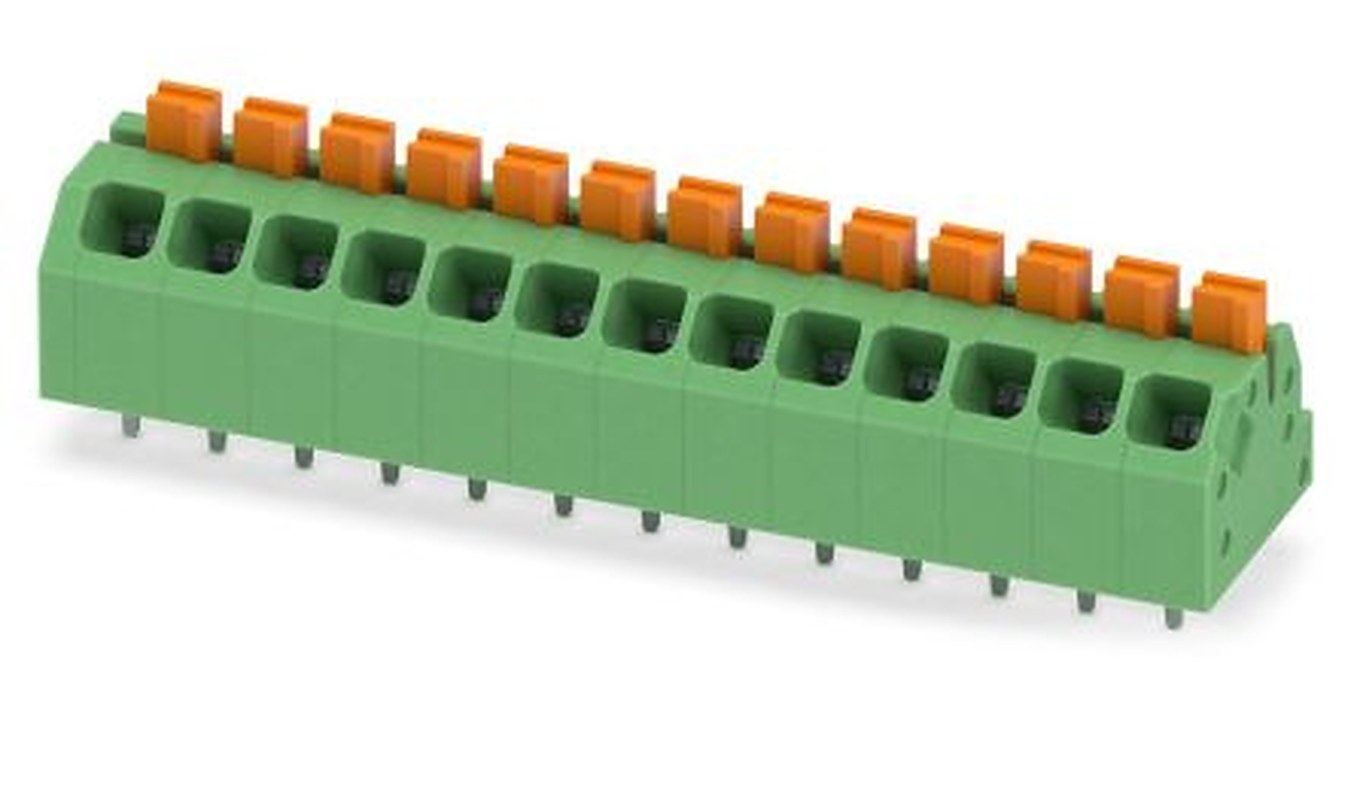 Phoenix Contact SPTAF 1/13-3.5-EL Series Angled Through Hole PCB Terminal Block, 13 Contact(s), 3.5 mm Pitch, 2 Row