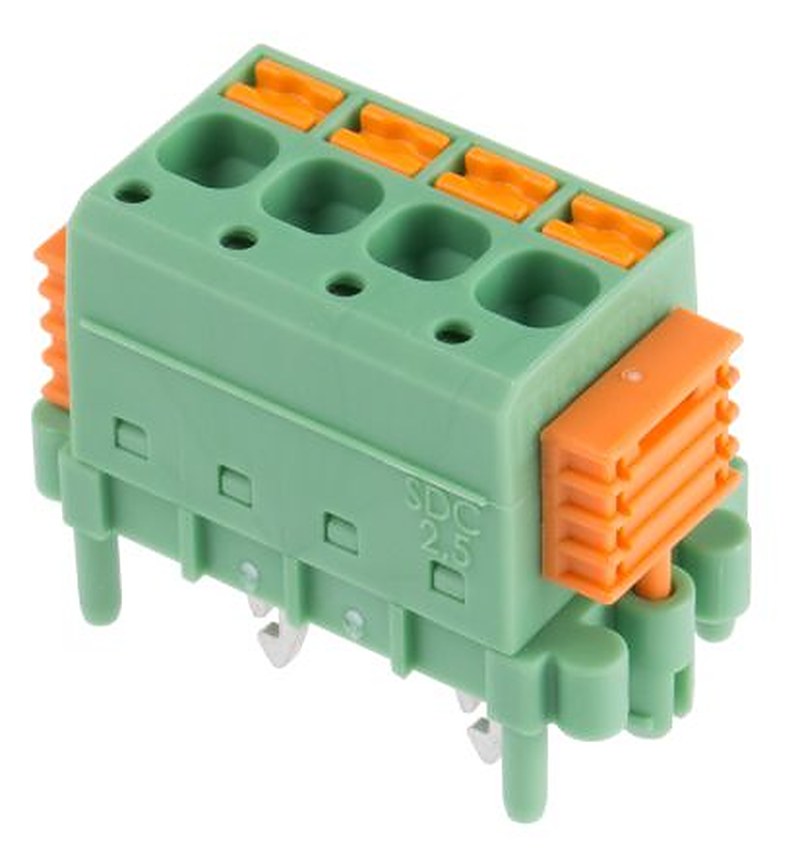Phoenix Contact SDC 2.5/ 4-PV-5.0-ZB Series Straight PCB Terminal Block, 4 Contact(s), 5 mm Pitch, 1 Row