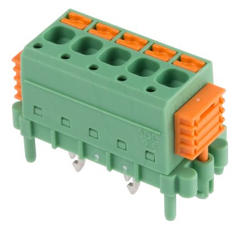 Phoenix Contact SDC 2.5/ 5-PV-5.0-ZB Series Straight PCB Terminal Block, 5 Contact(s), 5 mm Pitch, 1 Row