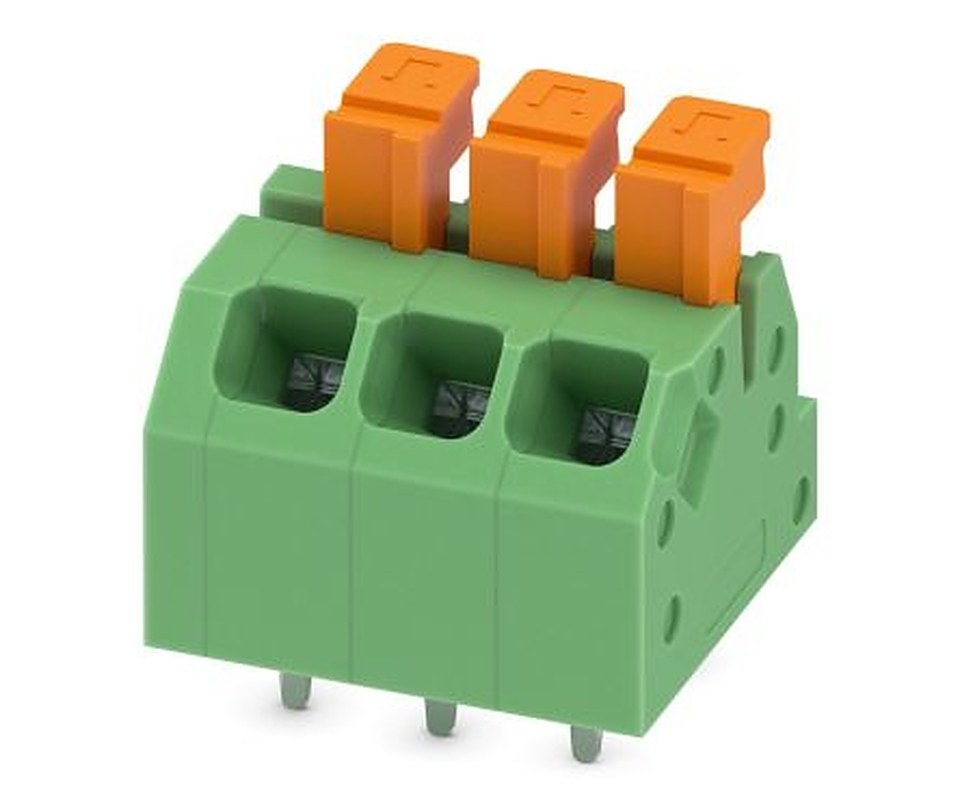 Phoenix Contact SPTAF 1/ 3-3.5-LL Series Angled PCB Terminal Block, 3 Contact(s), 3.5 mm Pitch, 2 Row