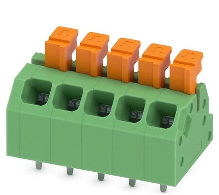 Phoenix Contact SPTAF 1/ 5-3.5-LL Series Angled PCB Terminal Block, 5 Contact(s), 3.5 mm Pitch, 2 Row