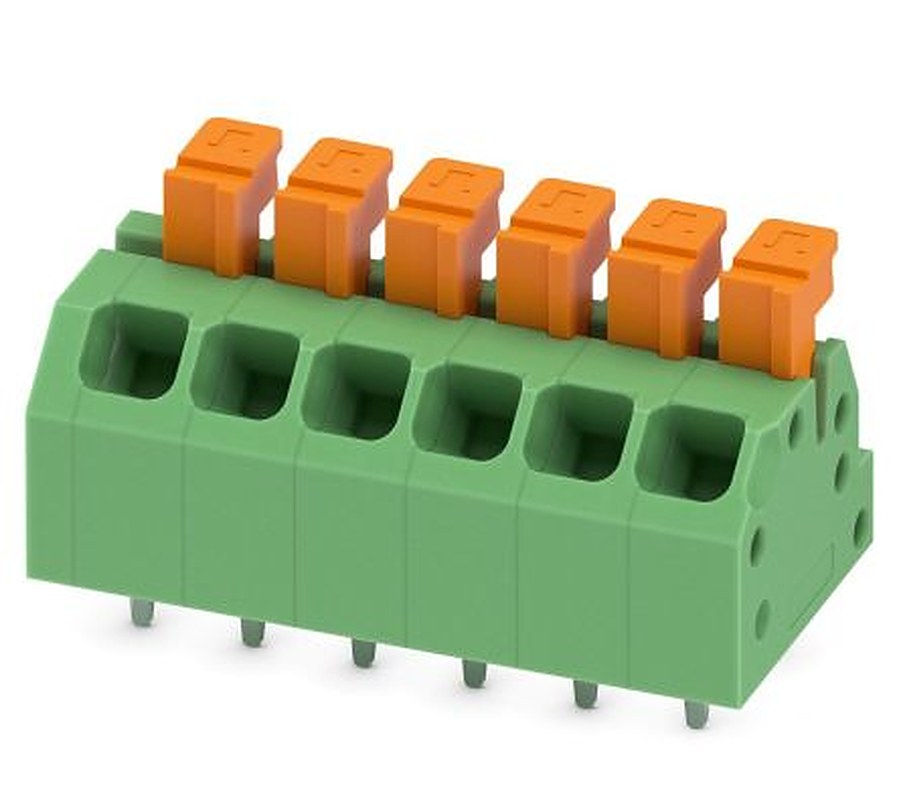 Phoenix Contact SPTAF 1/ 6-3.5-LL Series Angled PCB Terminal Block, 6 Contact(s), 3.5 mm Pitch, 2 Row
