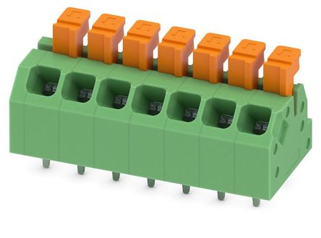 Phoenix Contact SPTAF 1/ 7-3.5-LL Series Angled PCB Terminal Block, 7 Contact(s), 3.5 mm Pitch, 2 Row