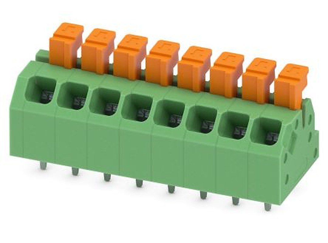 Phoenix Contact SPTAF 1/ 8-3.5-LL Series Angled PCB Terminal Block, 8 Contact(s), 3.5 mm Pitch, 2 Row