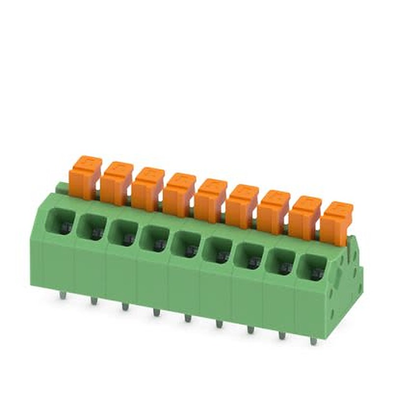 Phoenix Contact SPTAF Series PCB Terminal Block, 9-Contact, 3.5 mm Pitch, Wave Soldering Mount, 1 Row