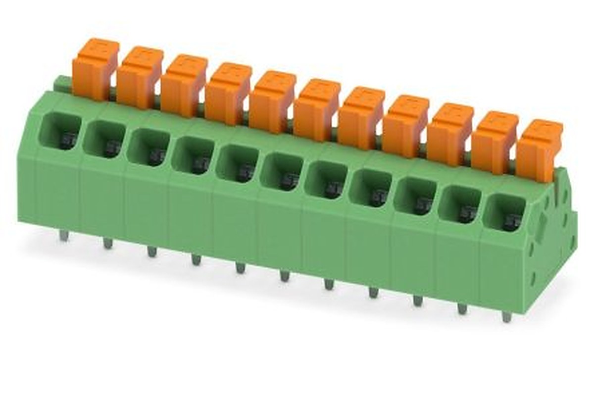 Phoenix Contact SPTAF 1/11-3.5-LL Series Angled PCB Terminal Block, 11 Contact(s), 3.5 mm Pitch, 2 Row