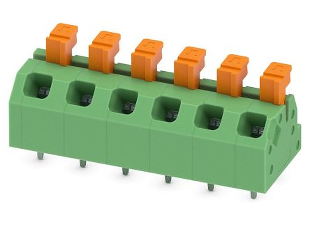 Phoenix Contact SPTAF 1/ 6-5.0-LL Series Angled PCB Terminal Block, 6 Contact(s), 5 mm Pitch, 1 Row