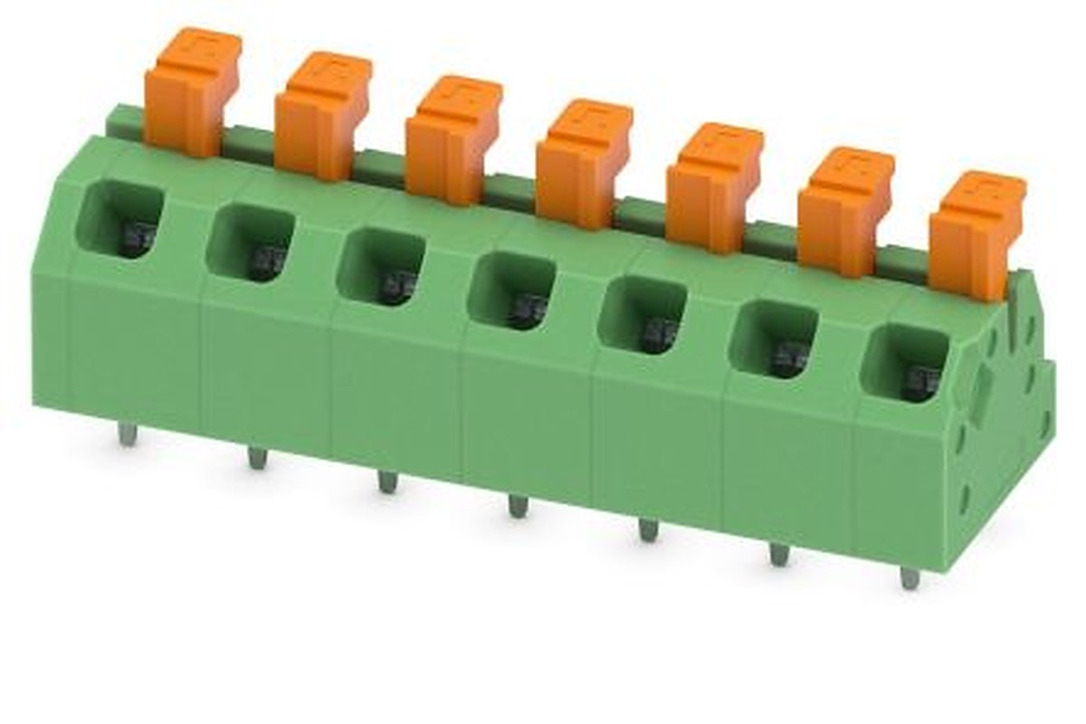 Phoenix Contact SPTAF 1/ 7-5.0-LL Series Angled PCB Terminal Block, 7 Contact(s), 5 mm Pitch, 1 Row