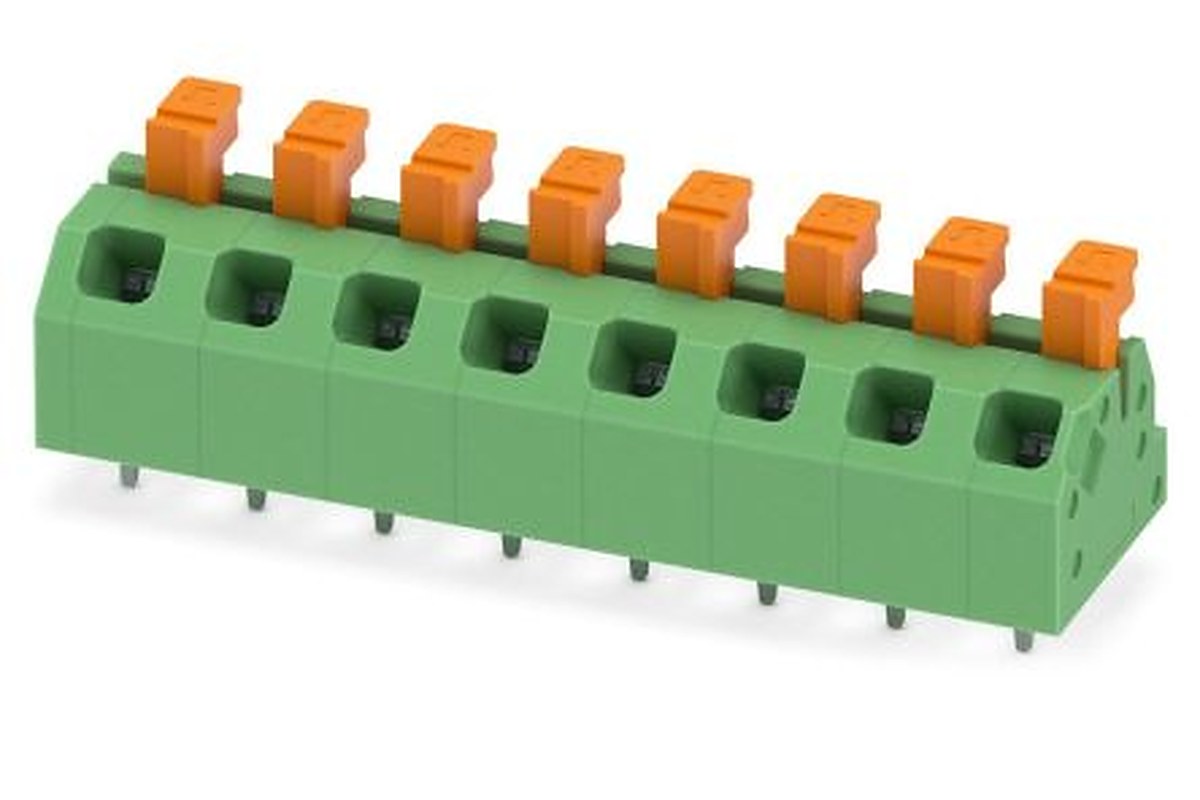 Phoenix Contact SPTAF 1/ 8-5.0-LL Series Angled PCB Terminal Block, 8 Contact(s), 5 mm Pitch, 1 Row