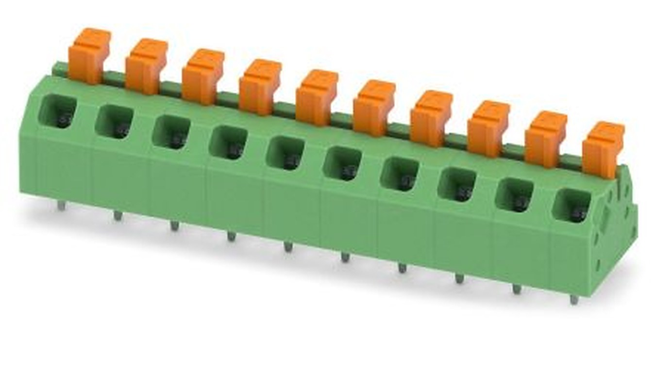 Phoenix Contact SPTAF 1/10-5.0-LL Series Angled PCB Terminal Block, 10 Contact(s), 5 mm Pitch, 2 Row