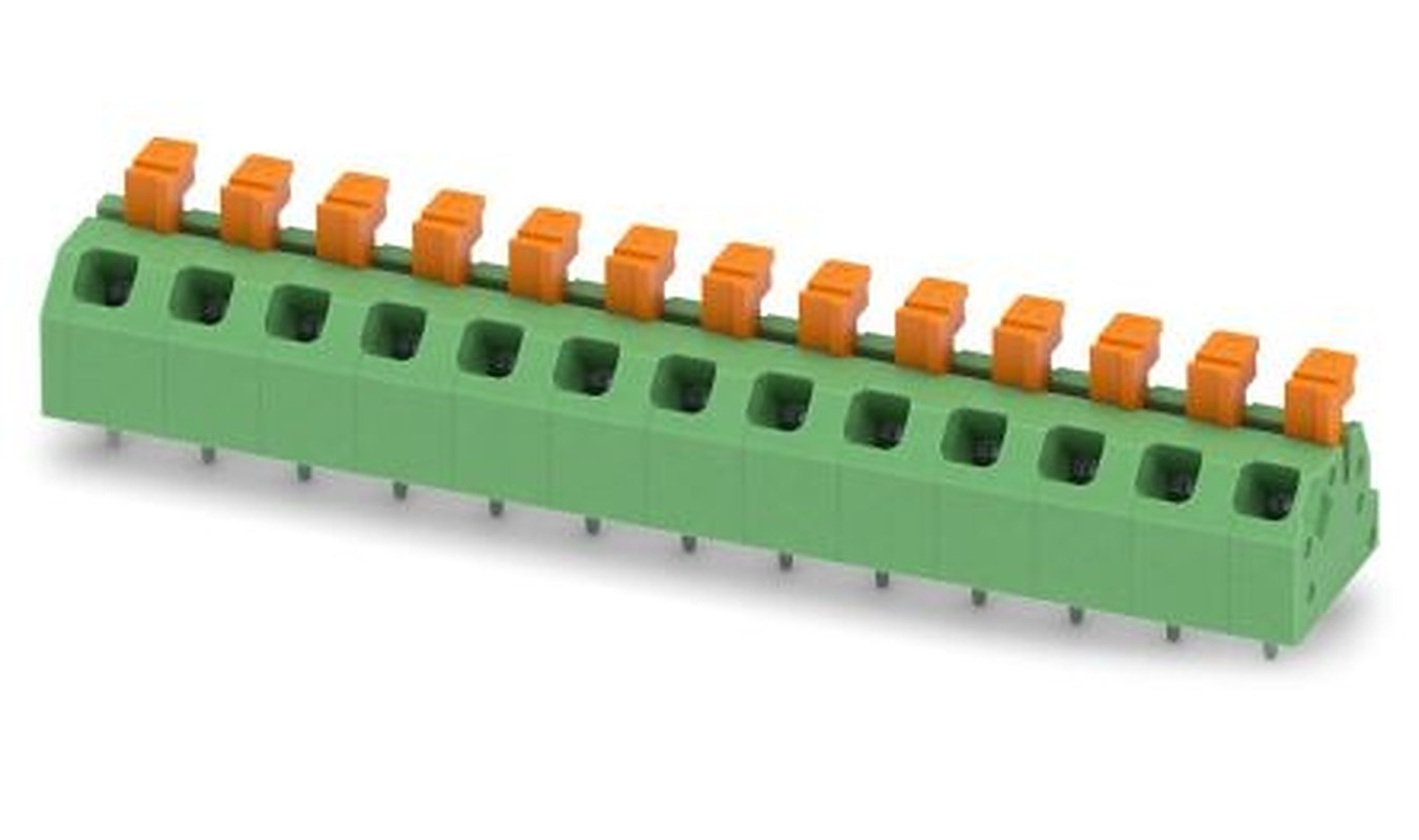 Phoenix Contact SPTAF 1/13-5.0-LL Series Angled PCB Terminal Block, 13 Contact(s), 5 mm Pitch, 1 Row