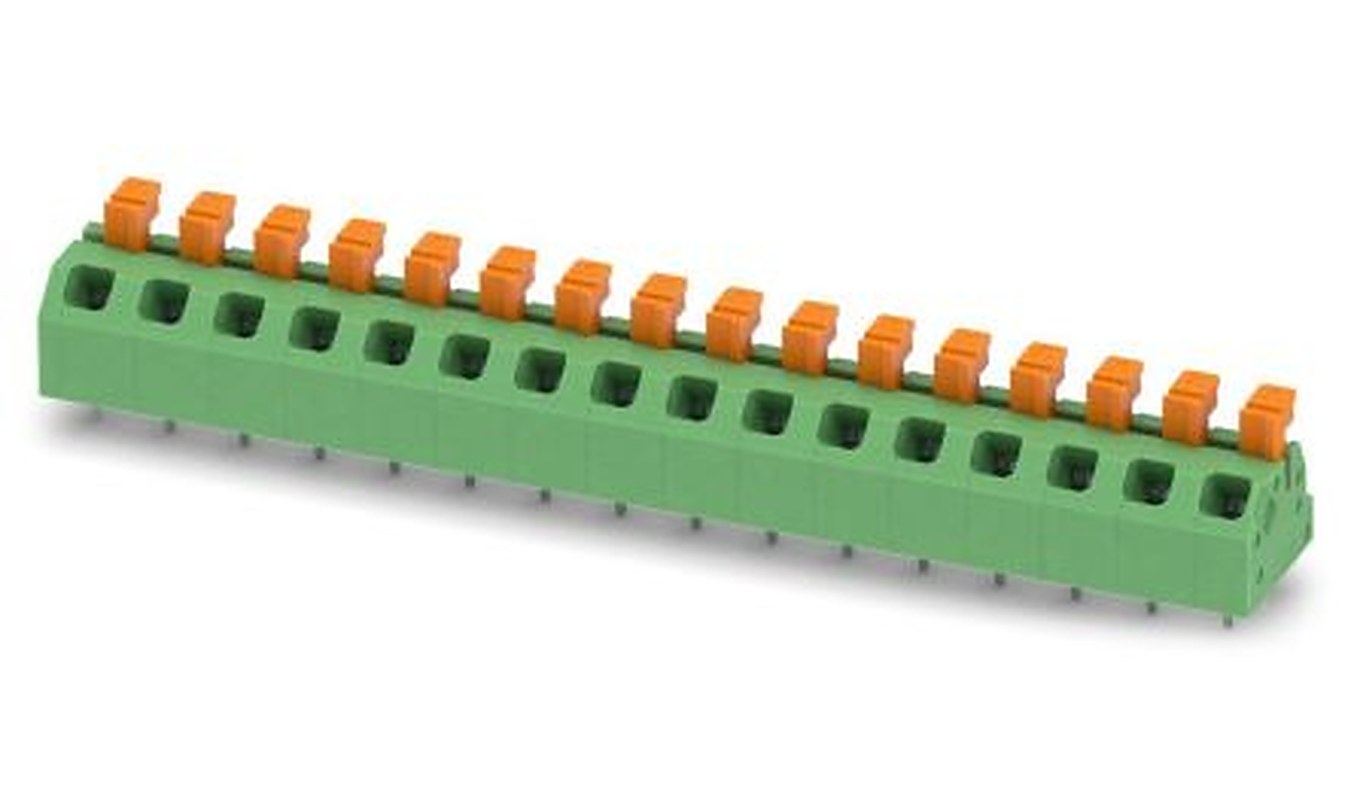 Phoenix Contact SPTAF 1/16-5.0-LL Series Angled PCB Terminal Block, 16 Contact(s), 5 mm Pitch, 2 Row