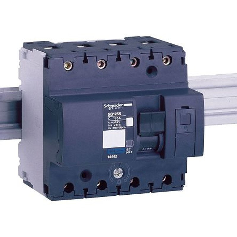 Schneider Electric Acti9 Acti9 NG125 Miniature Circuit Breaker, 4-Pole, 10A, Type C, 500 V dc DC, 25 kA Breaking