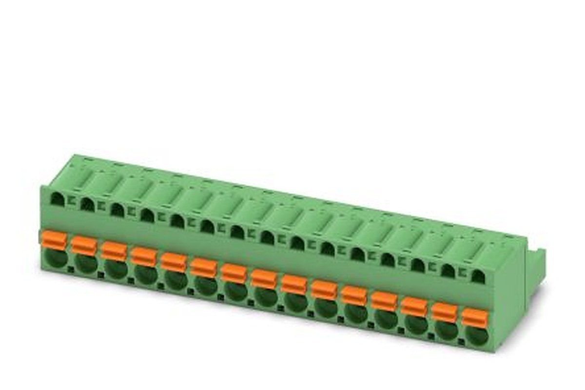 Phoenix Contact FKC 2.5/15-ST-5.08 Series Pluggable Terminal Block, 15-Contact, 5.08 mm Pitch, 1 Row, 1873184