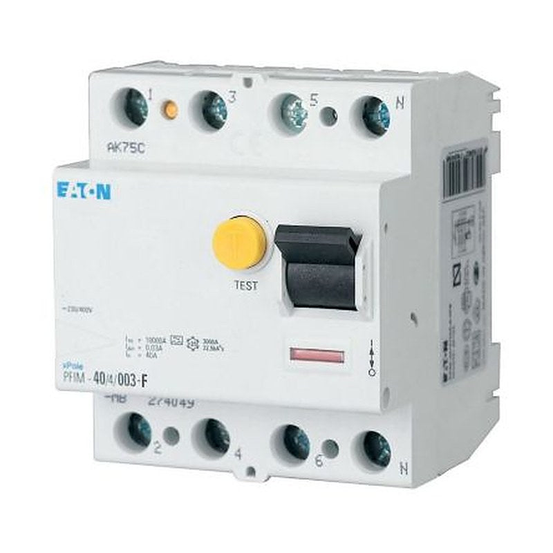 Eaton PFIM Series Residual Current Circuit Breaker, 63A, 4-Pole, 30 mA, Type F, Type G, 630 A 400V ac
