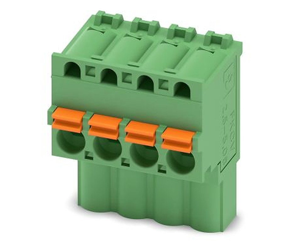 Phoenix Contact FKCVW 2.5/ 4-ST-5.08 Series Pluggable Terminal Block, 4-Contact, 5.08 mm Pitch, 1 Row, 1873676