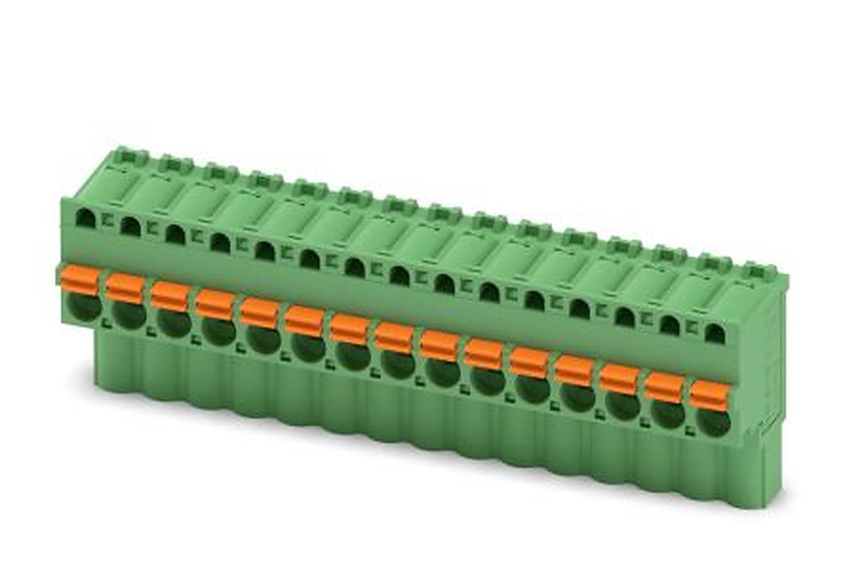 Phoenix Contact FKCVW 2.5/15-ST-5.08 Series Pluggable Terminal Block, 15-Contact, 5.08 mm Pitch, 1 Row, 1873786