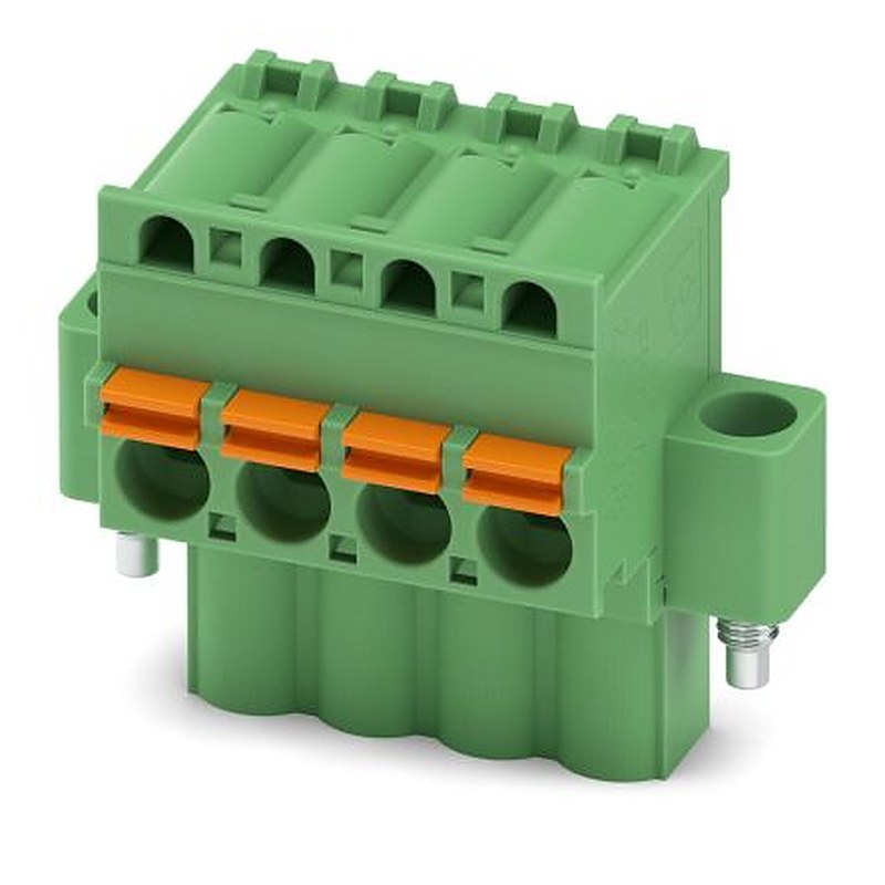 Phoenix Contact FKCVW 2.5/ 4-STF-5.08 Series Pluggable Terminal Block, 4-Contact, 5.08 mm Pitch, 1 Row, 1873825