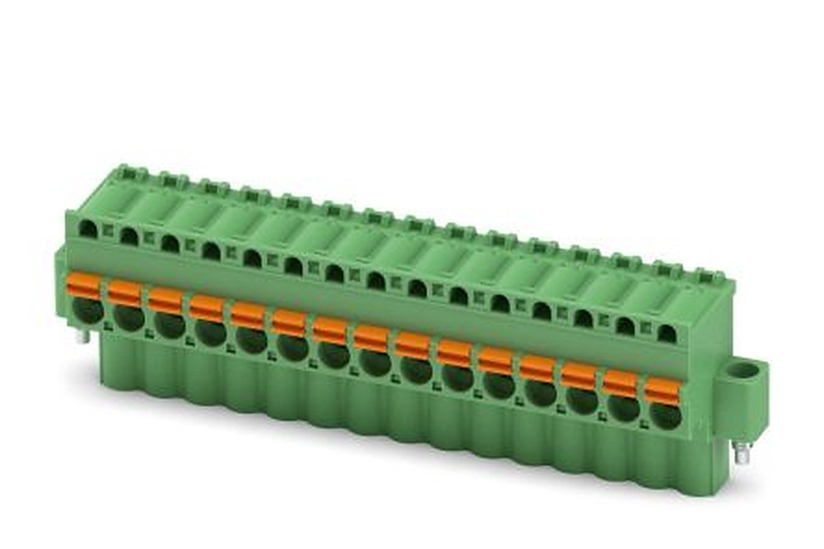 Phoenix Contact FKCVW 2.5/15-STF-5.08 Series Pluggable Terminal Block, 15-Contact, 5.08 mm Pitch, 1 Row, 1873935
